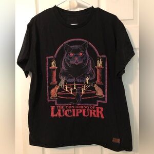 Steven Rhodes Black T-Shirt with Lucipurr Logo size Large